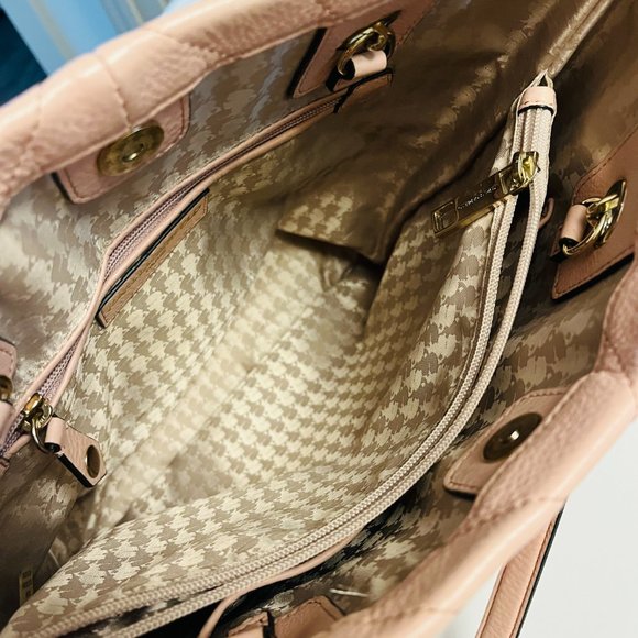 Karl Lagerfeld Paris Pink Quilted Leather Large Shoulder Tote - Picture 7 of 13